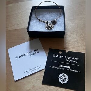 ✨ Alex and Ani Compass Charm Bangle – Rafaelian Gold – Box & Cards